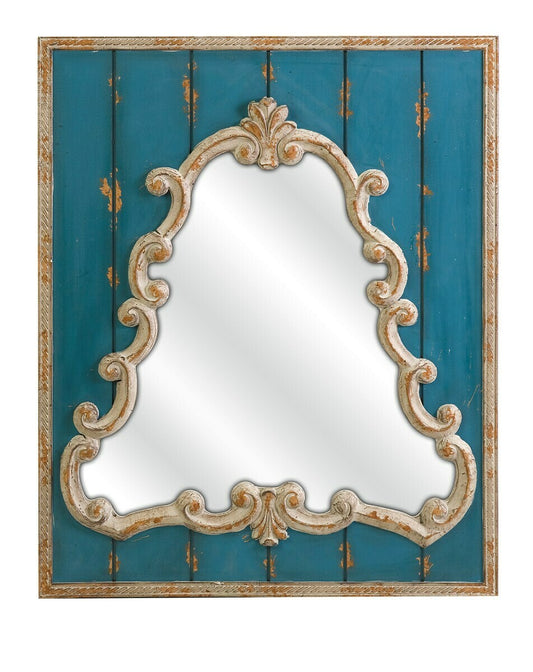 Turquoise Wood Framed Mirror