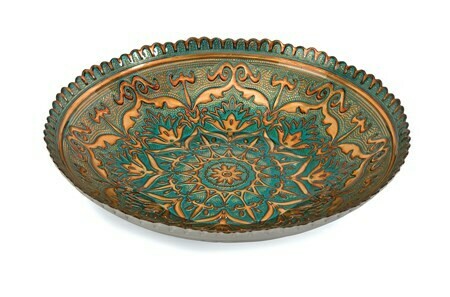 Teal & Gold Glass Decorative Bowl