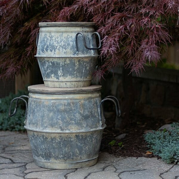 Rustic Metal Lidded Container