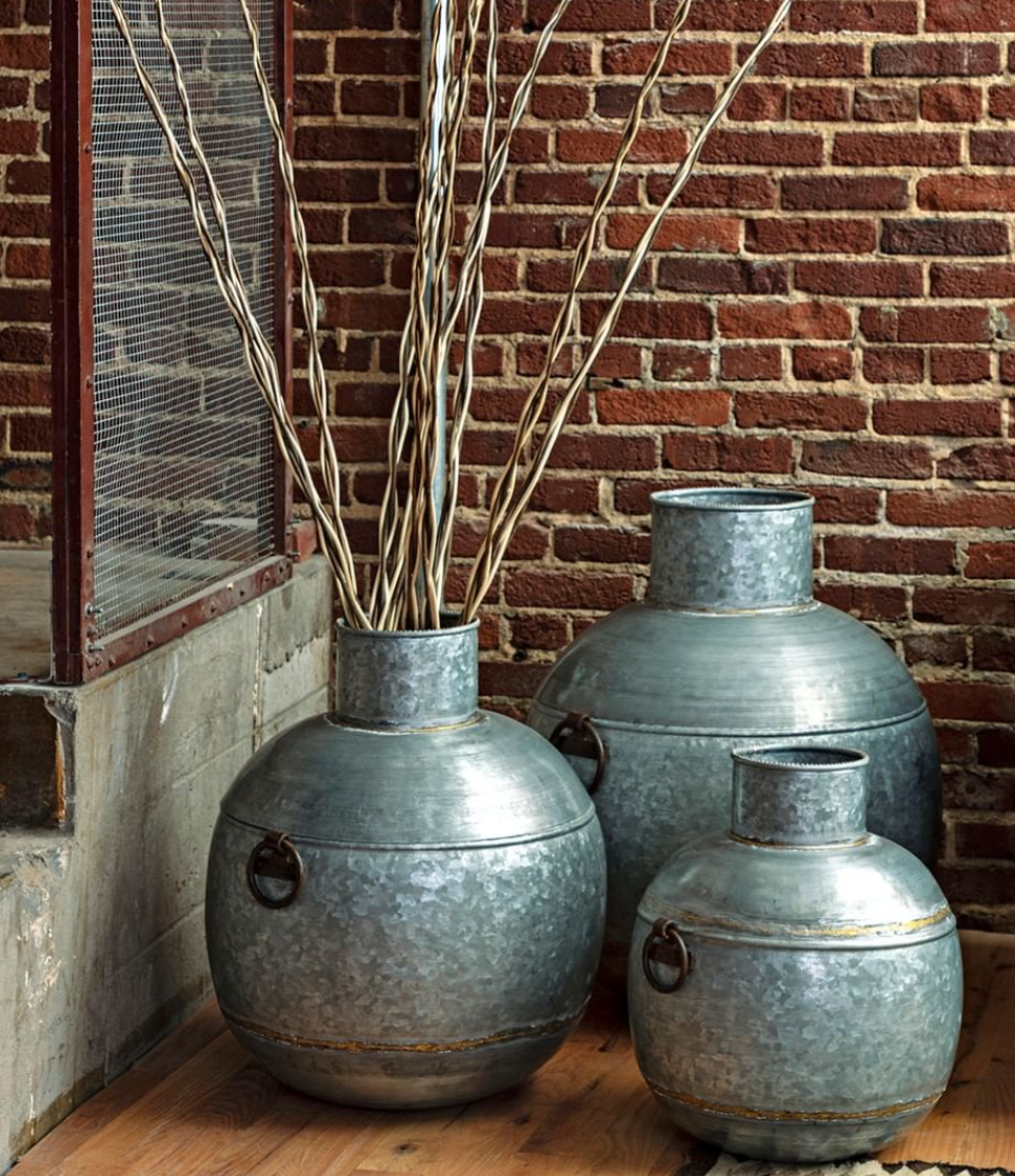 Oversized Galvanized Vases