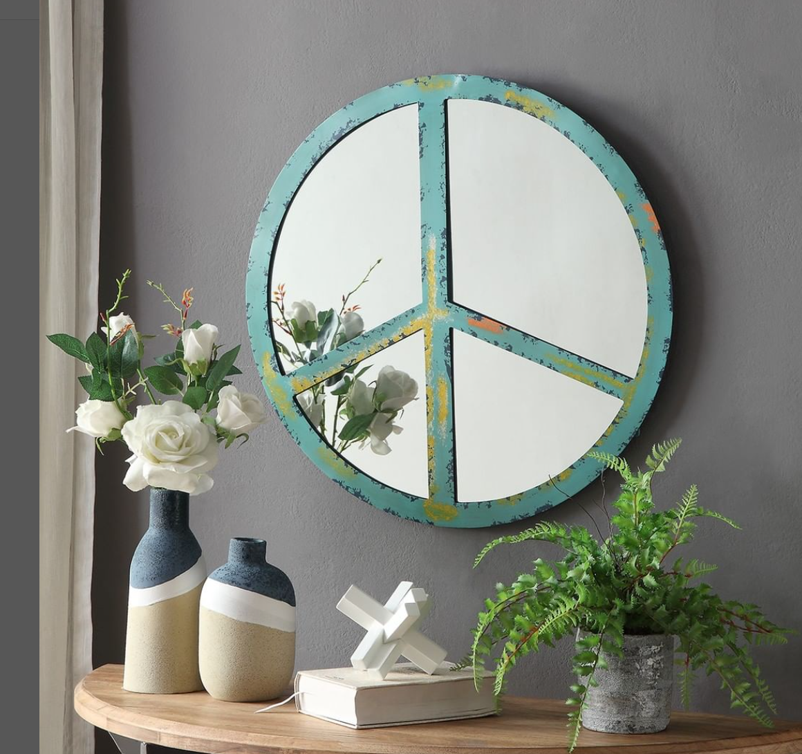 Turquoise Peace Sign Mirror