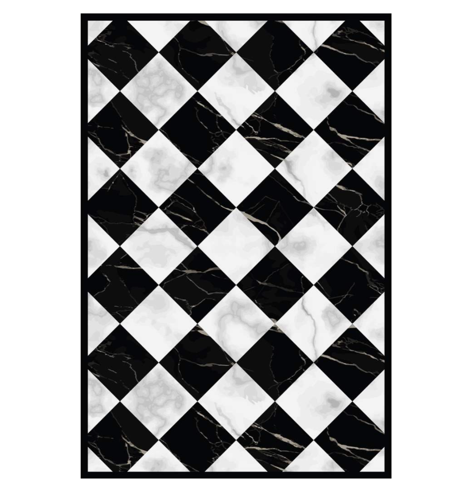 Marble Checkered Vinyl Floor Mat