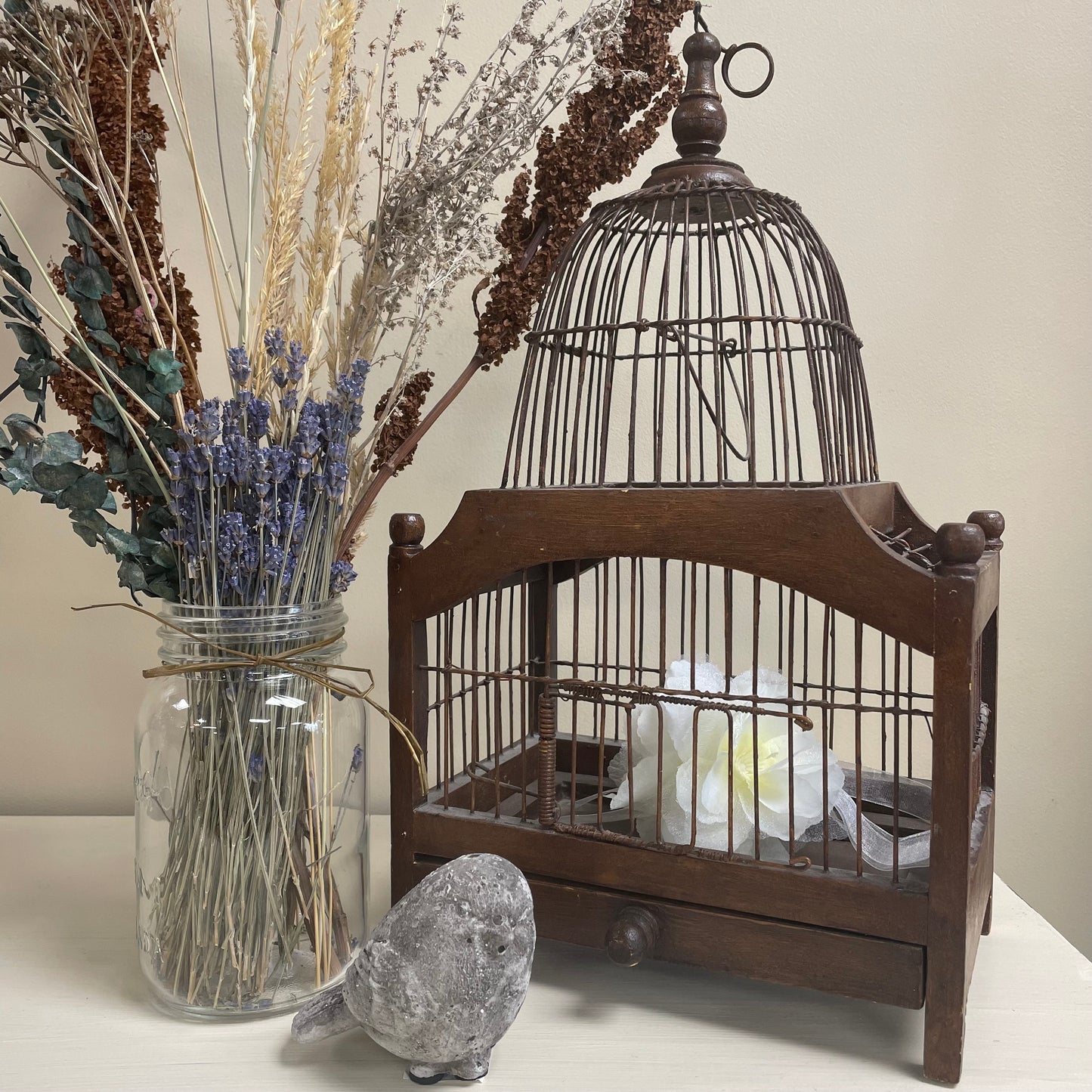 Vintage Wood Birdcage