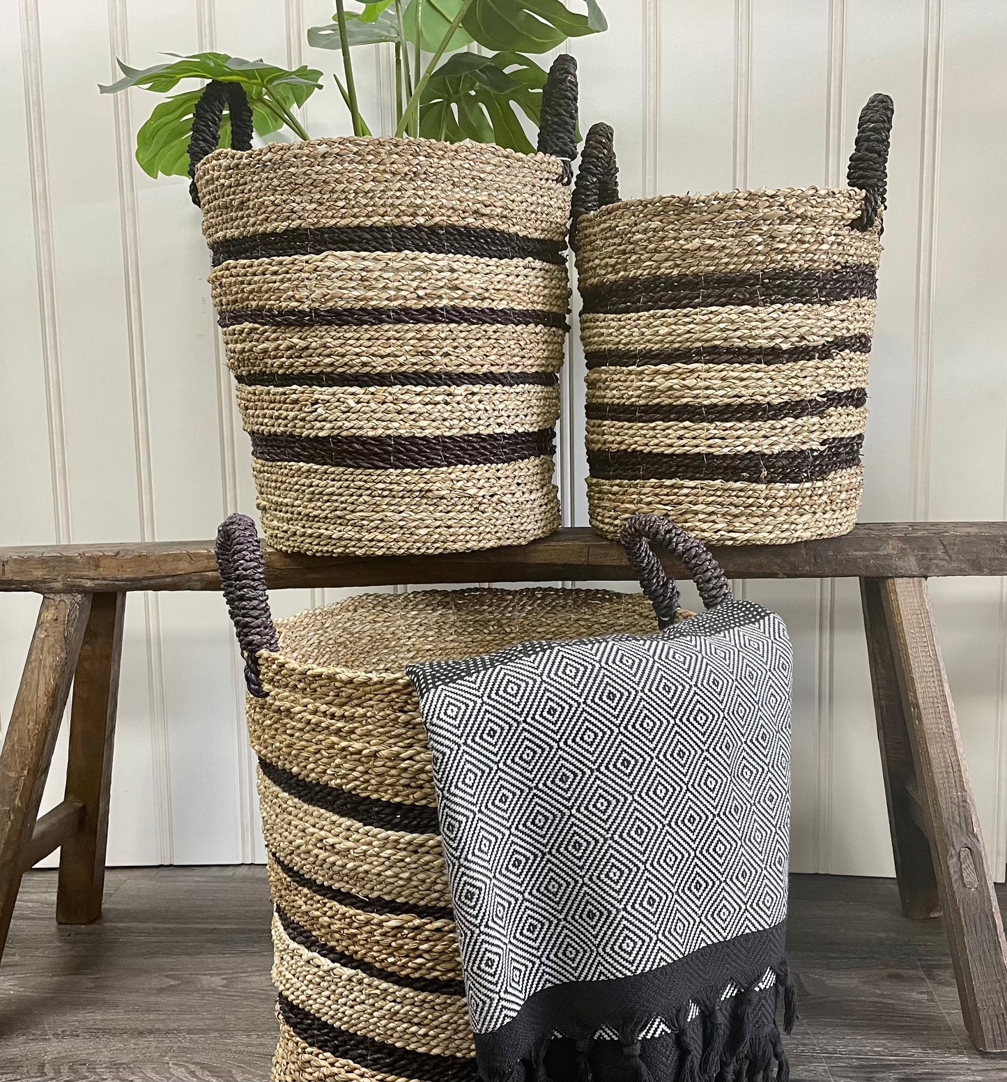 Black Striped Baskets