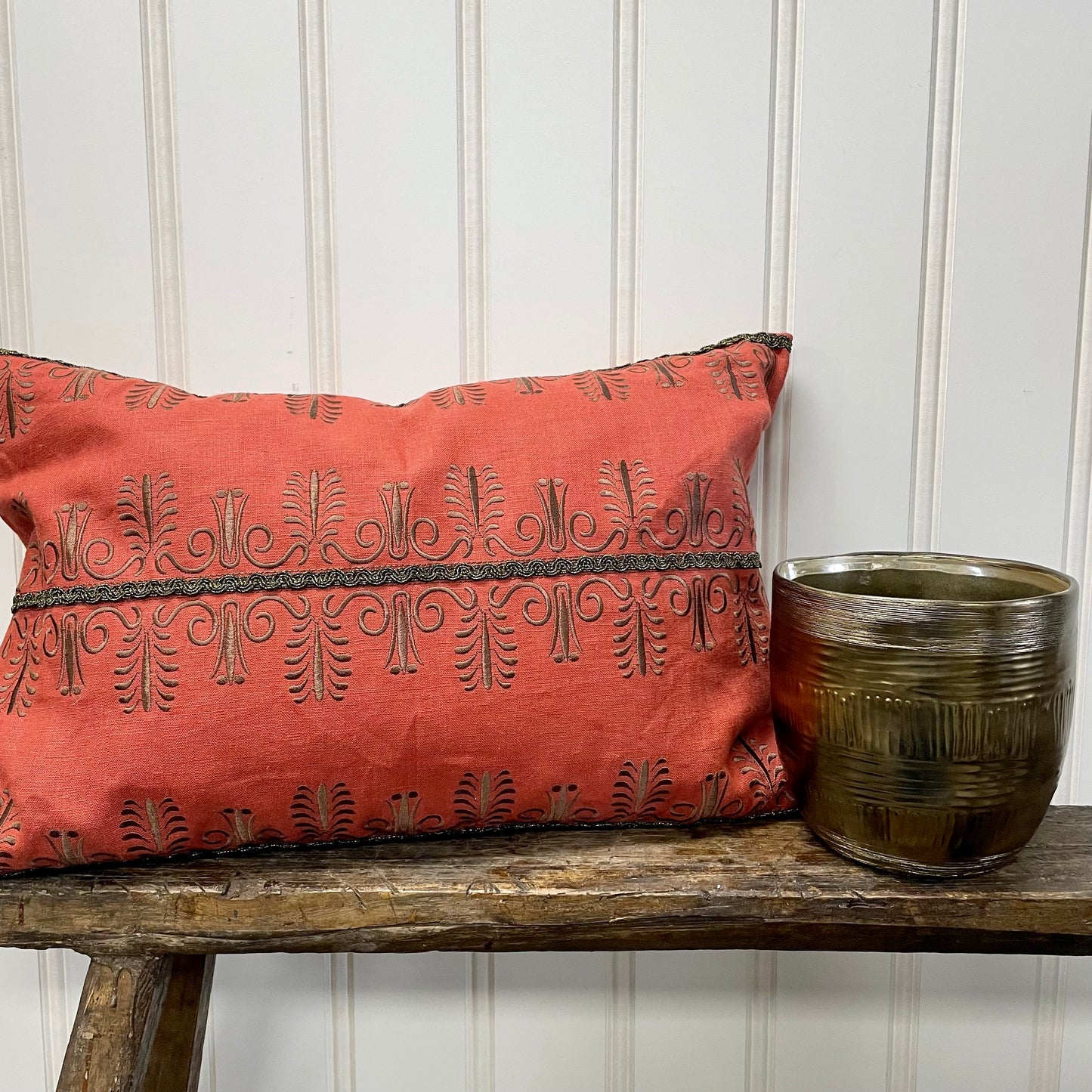 Red Embroidered Pillow