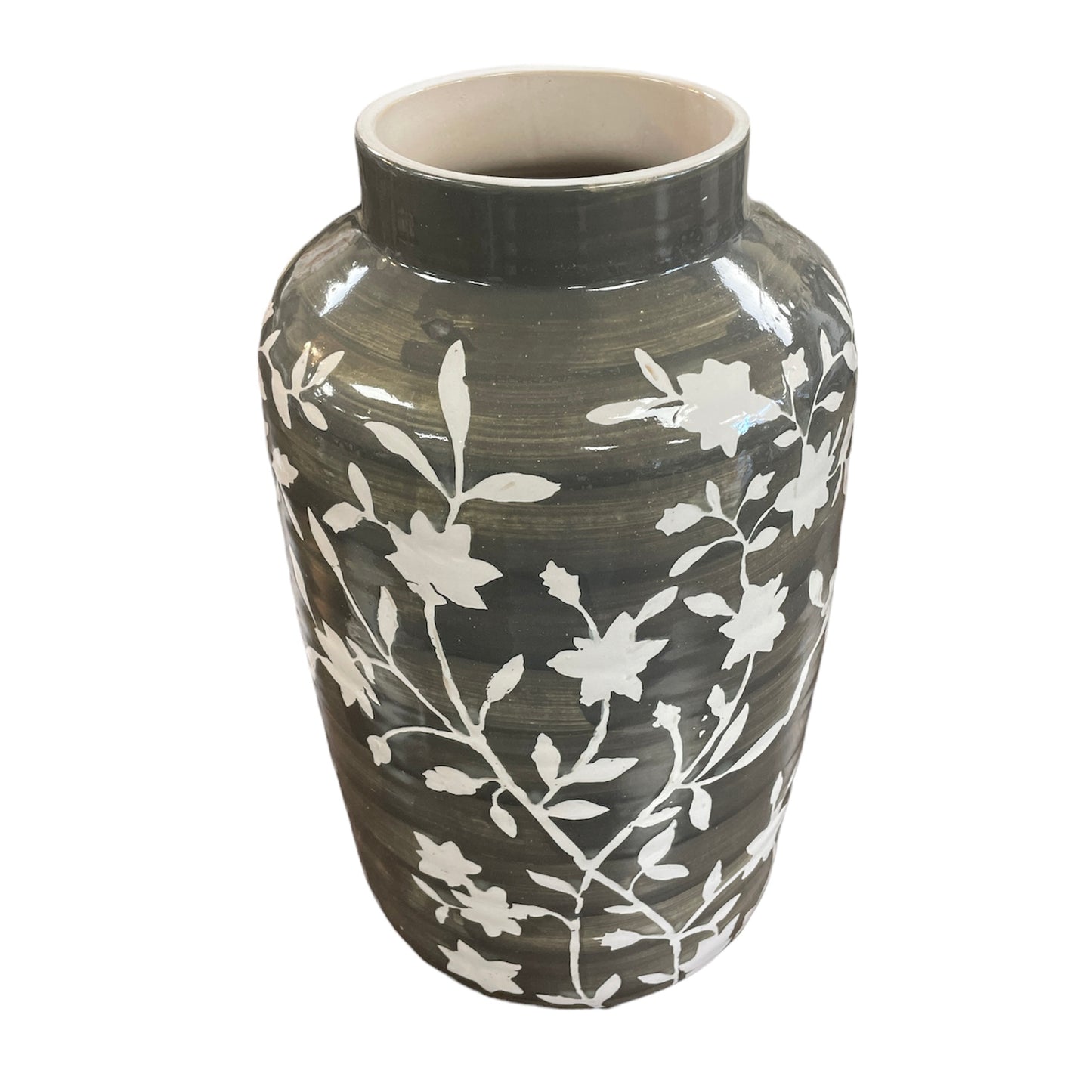 Grey & White Floral Vase