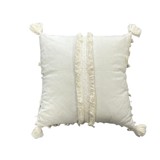White Band Tassel Pillow