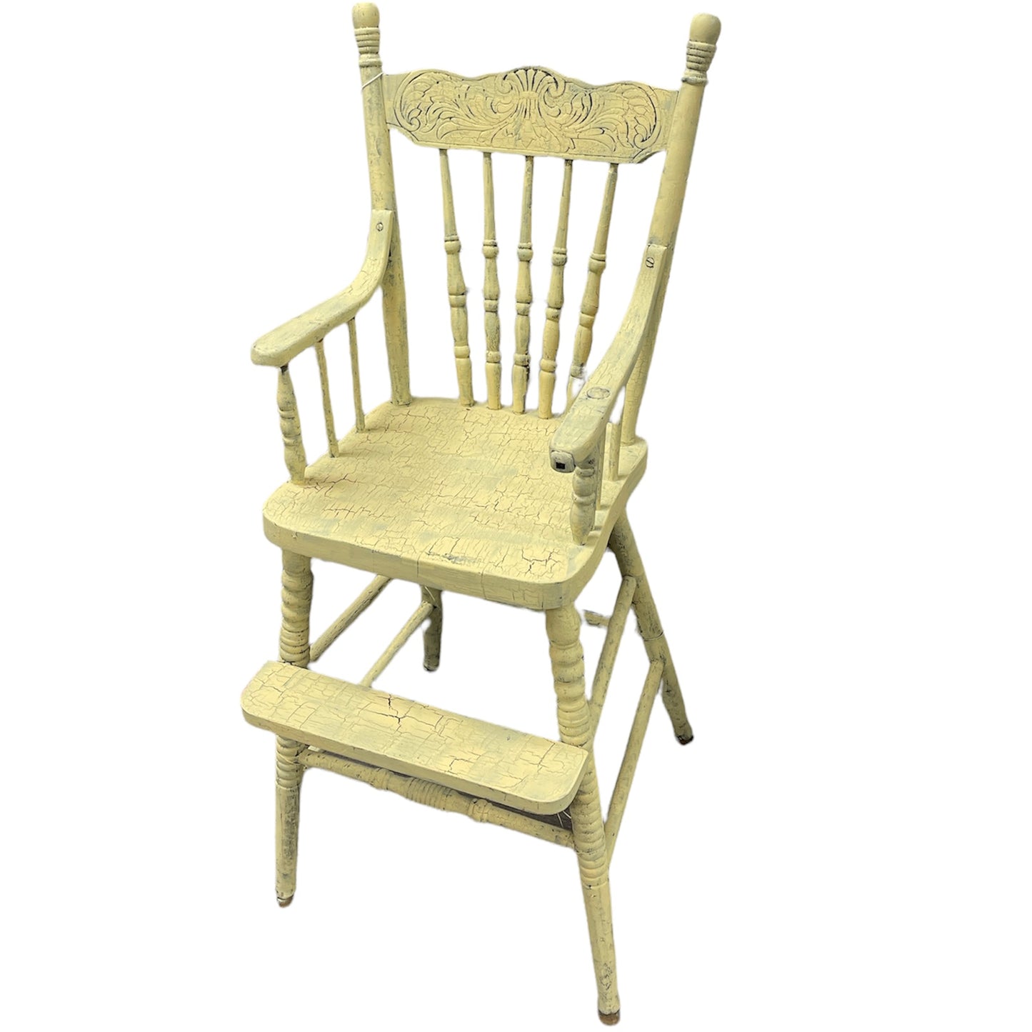 Yellow Crackle Painted High Chair