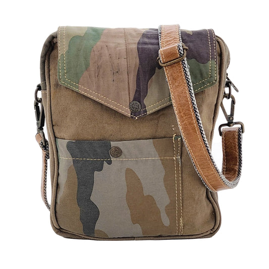 Recycled Tent Camoflage Crossbody
