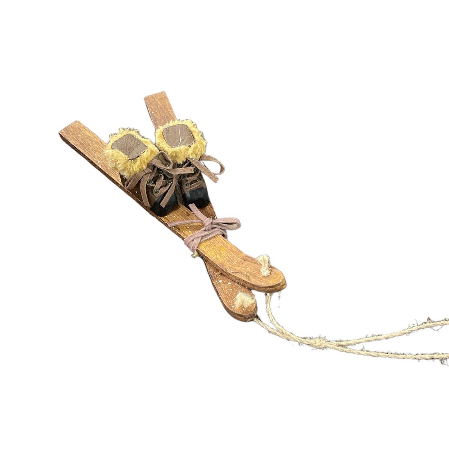 Wood Skis With Boots Ornament