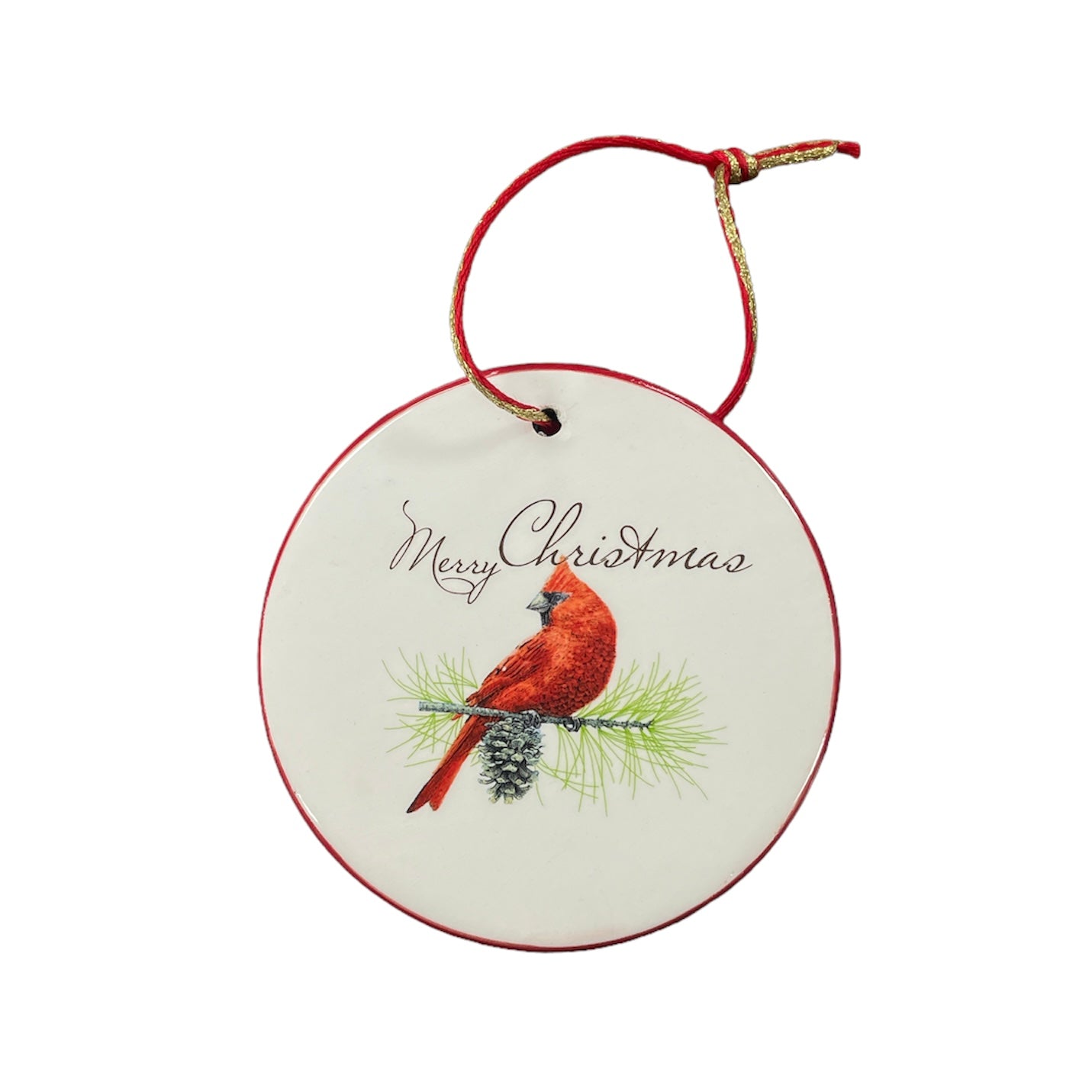 Red Cardinal Bird Disc Ornament