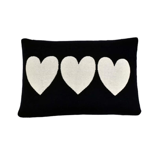 Navy & White 3 Heart Pillow